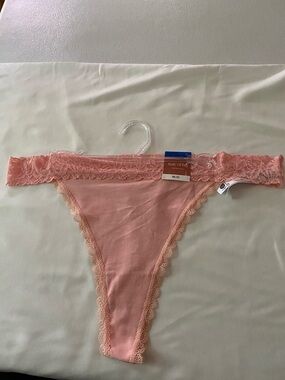 State of Day Peach Lace Trim Thong
